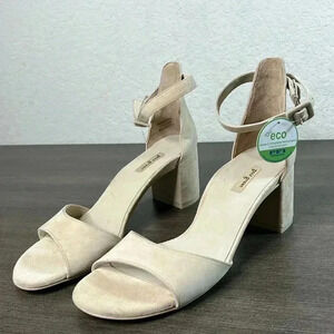 PAUL GREEN Suede Ankle Strap Open Toe Block Heel Sandal Beige Size 5